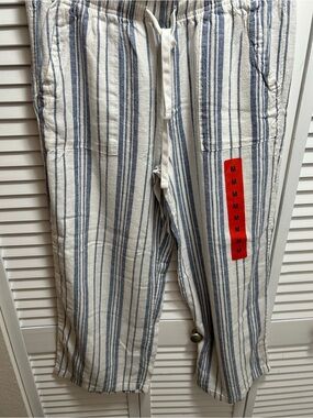 Roxy Blue and White Striped Women’s linen pants